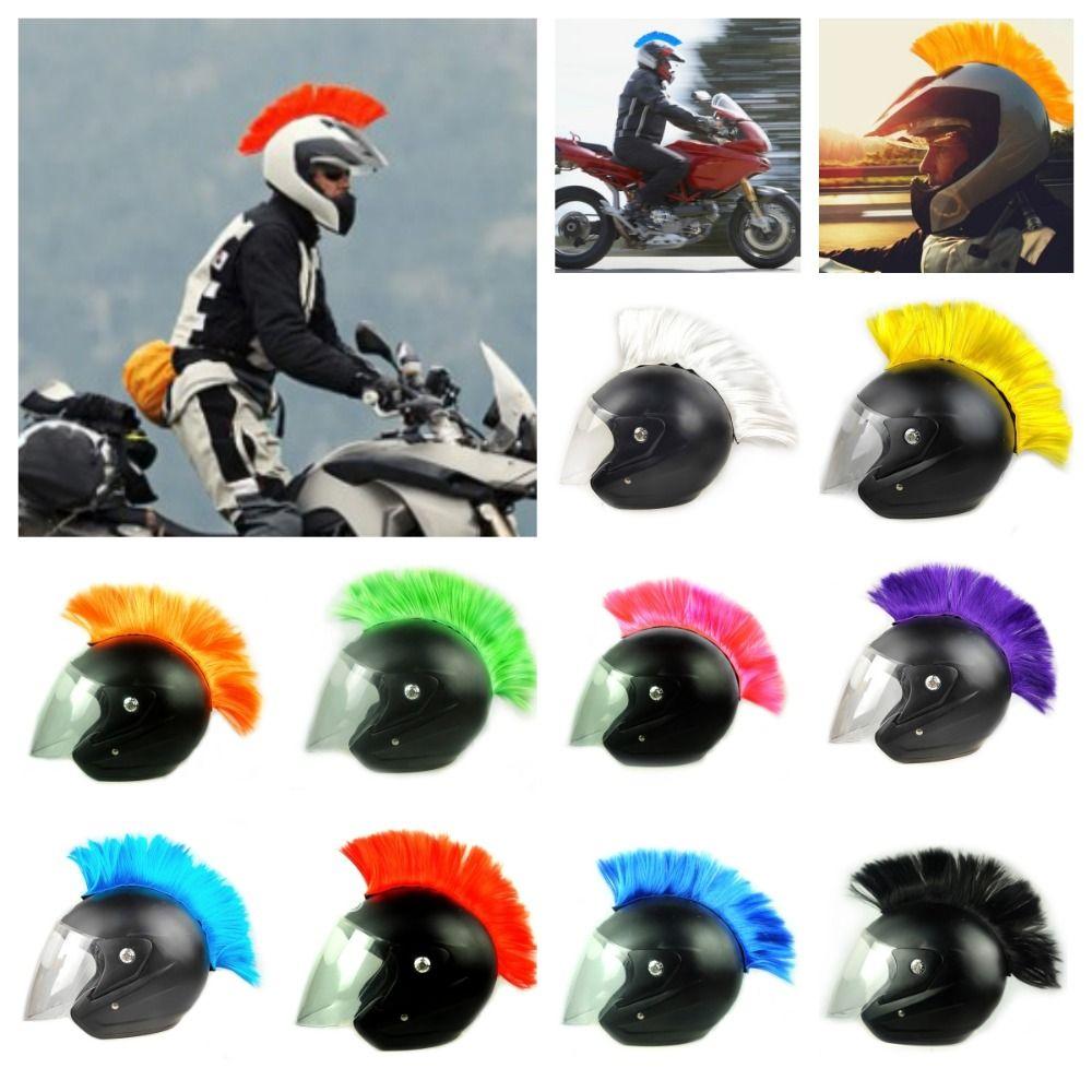 Cuttable Mohawk Helmet Wig Punk Helmet Decoration Hair Cockscomb Helmet Wig  Motocross