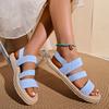 Summer Elastic Band Flat Sandals for Women Lightweight Casual Slip On Sandals Woman Comfortable Non Slip Beach Shoes Plus Size