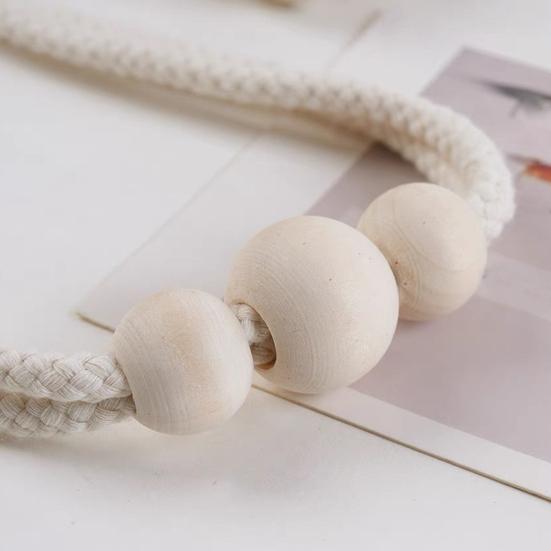 Magnetic Wood Beads Curtain Tieback, Farmhouse Rustic Window Curtain Holders Ties Backs, Handmade Decorative Drape Curtain Holdbacks