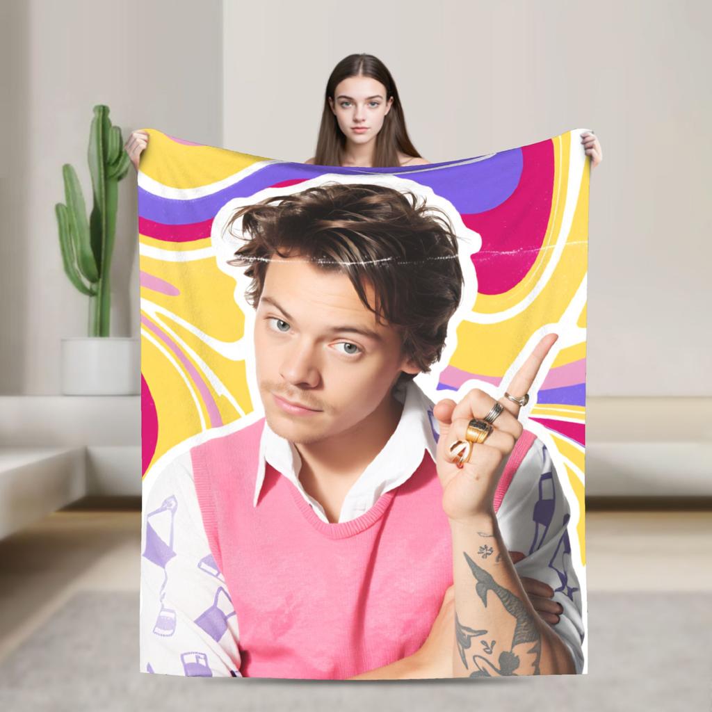 Singer H-Harrys S-Styles  Blanket  Picnic Flannel Throw Blanket For Bedroom Soft Warm Custom Quality Bedspread Gift
