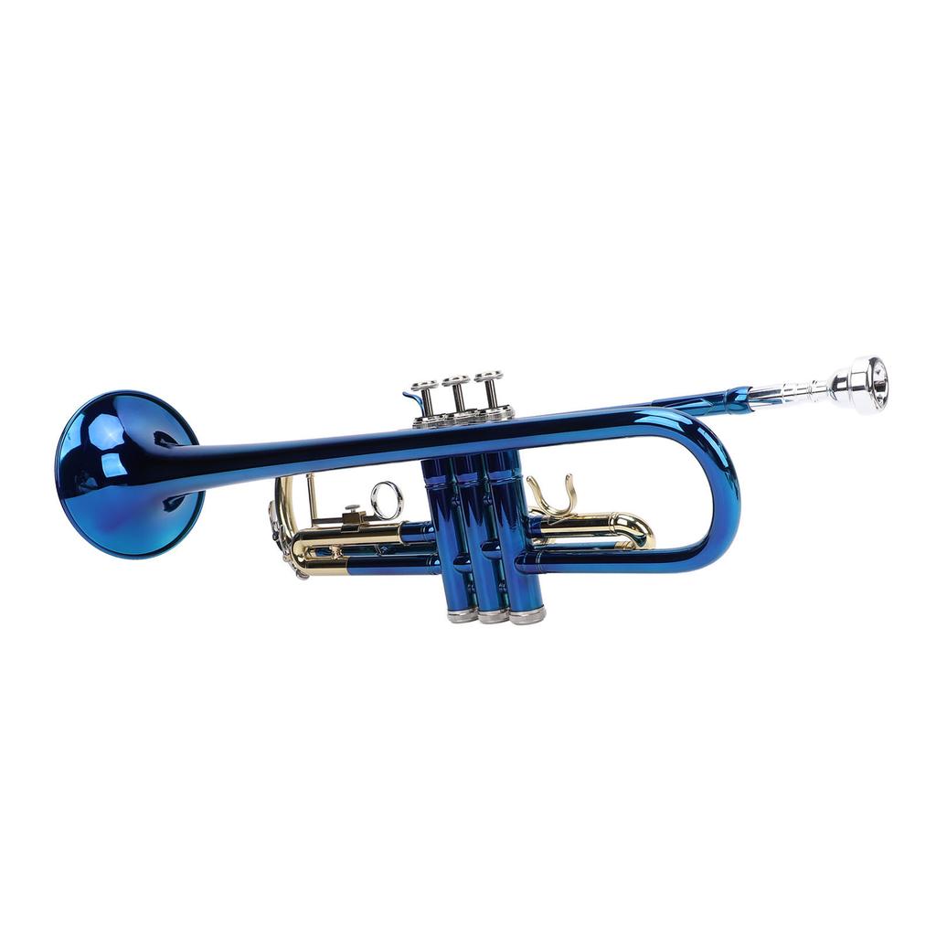 Bb Standard Trumpet Blue Color Copper Gold Keys Beginner Trumpet for Performance and Practice
