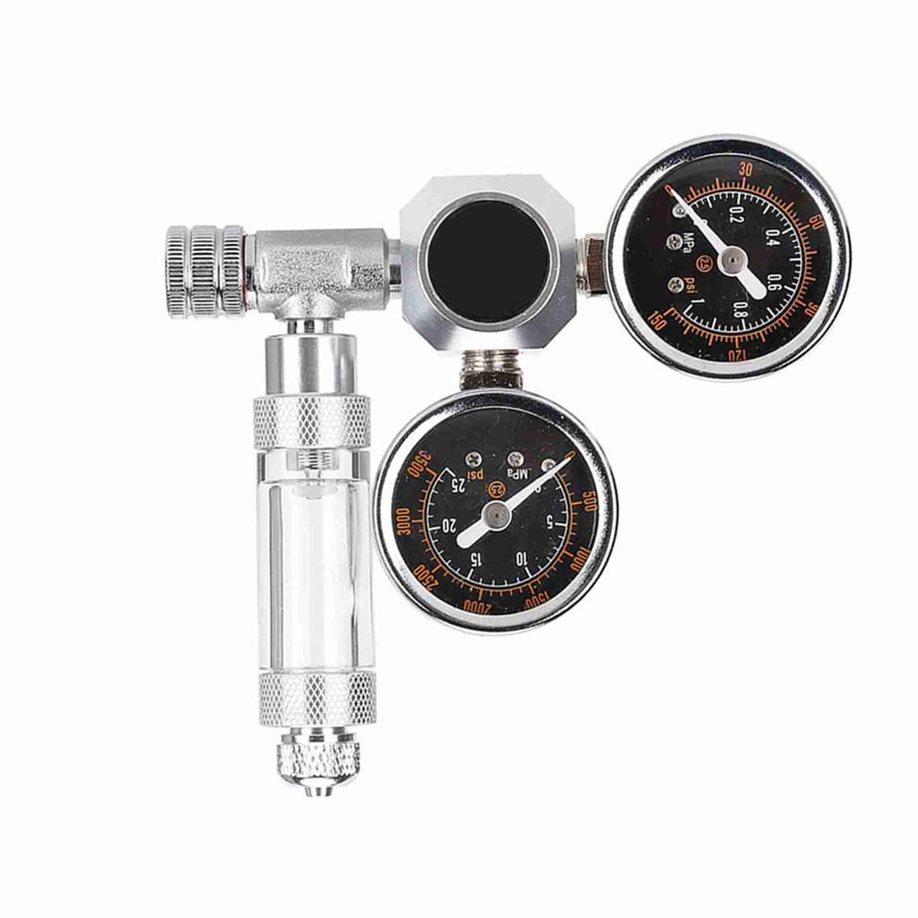 CO2 Regulator Aquarium Dual Gauge Display with Bubble Counter and Check Valve
