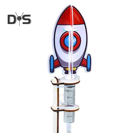 1 Set DIY Rocket Launcher Model Kit Handmade Wooden Puzzle Air Powered Rocket Building Crafts Kids STEM Educational Science Experiment Toy