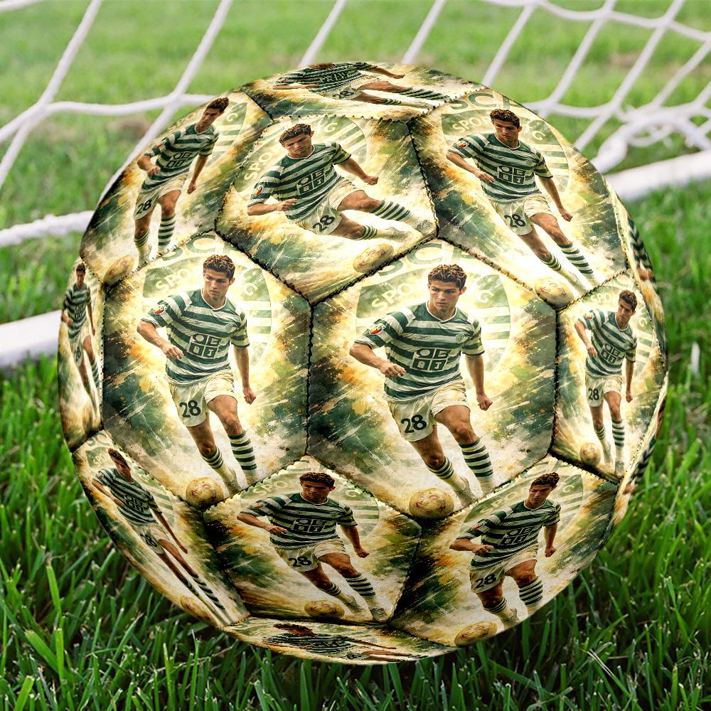 1pc Ronaldos Electric Moment Size 5 Football Soccer Balls, Competition Sport Football Indoor And Outdoor Training Ball.Q702027