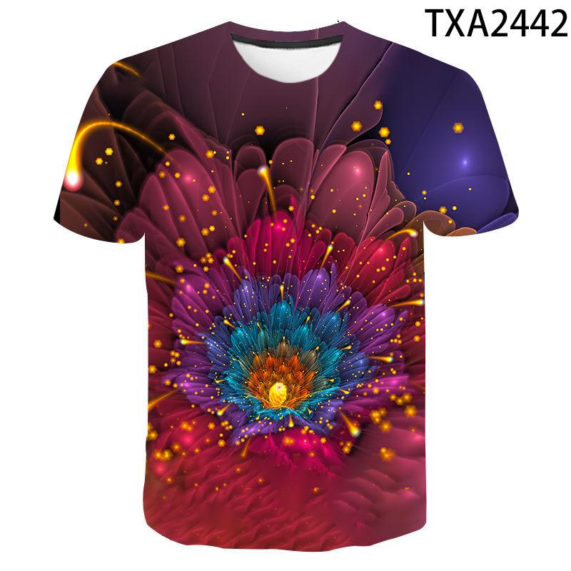 New Men Women Children Summer Flower 3D Print Short Sleeve T Shirt Fashion Casual Harajuku Streetwear Tops Cool Tees