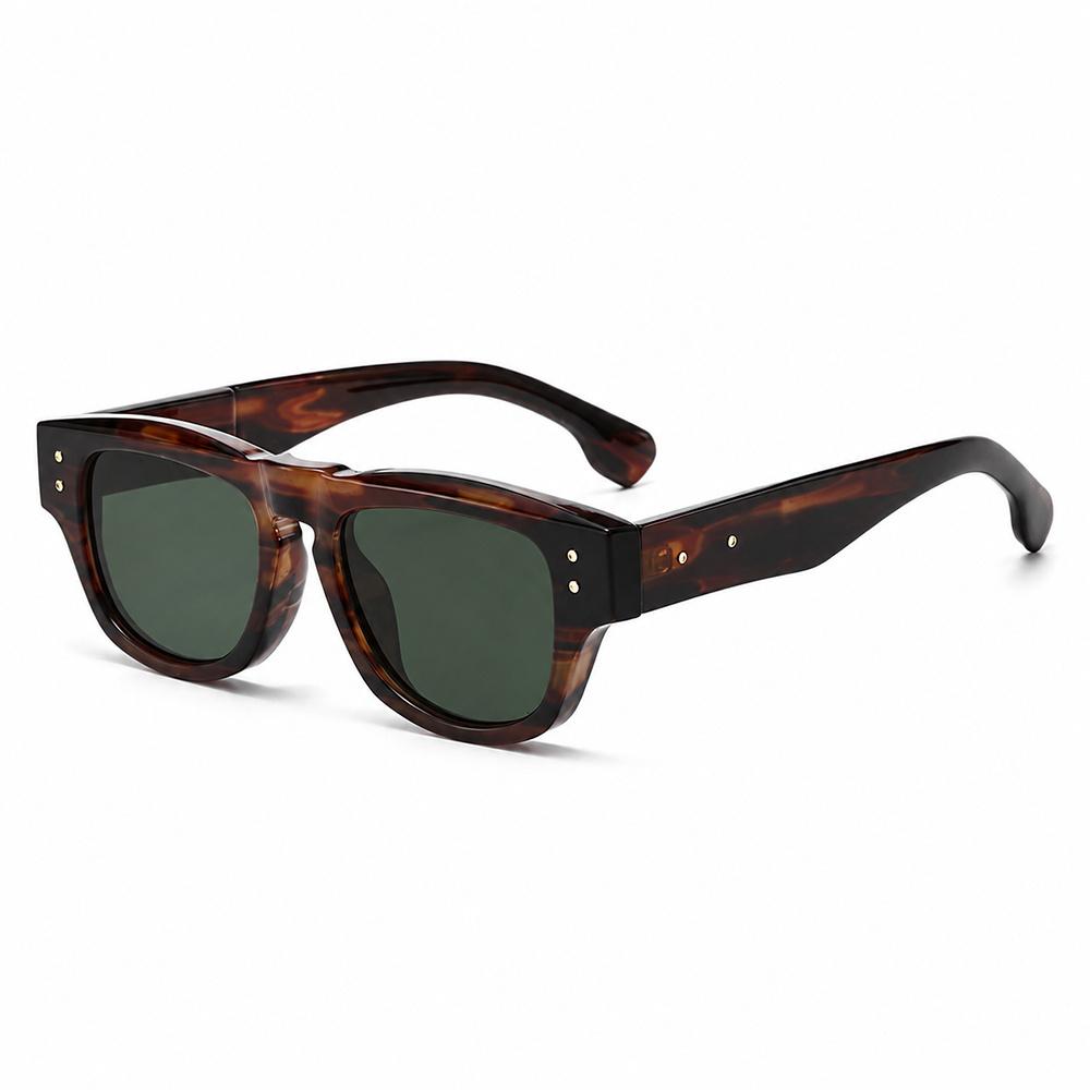 Retro Bold Square Sunglasses Unisex Black Rivet Decor UV400 Protection Fashion Shades Men Women Trendy Daily Outdoor Sun Glasses
