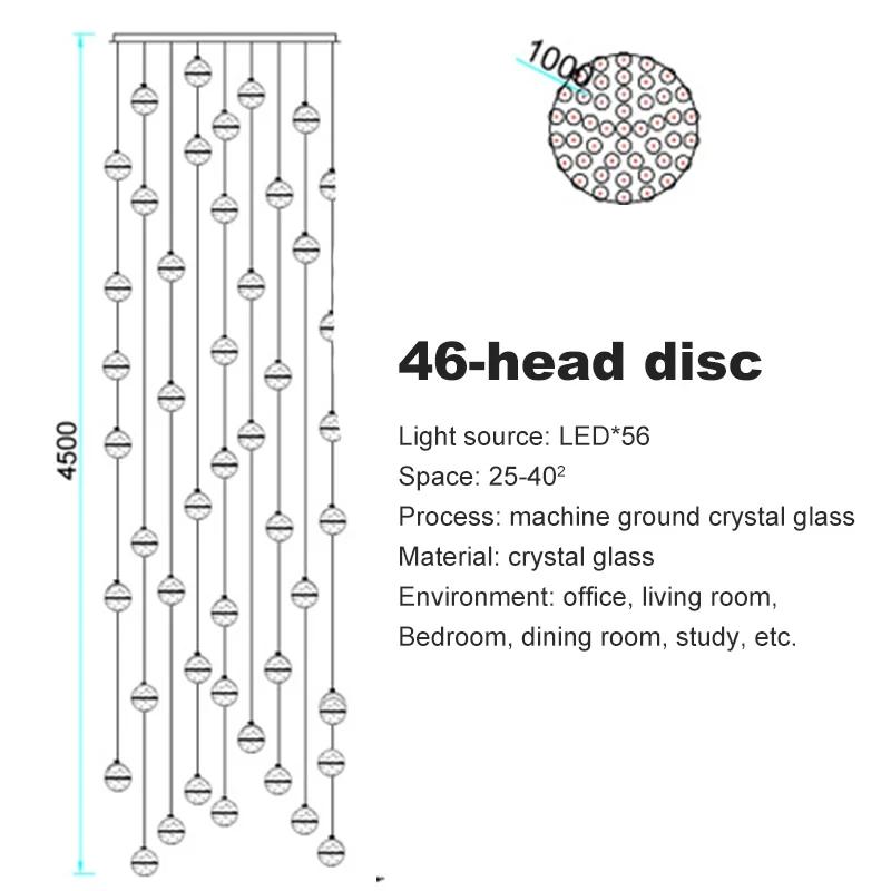 Modern Minimalist Living Room Chandelier Crystal Ball Indoor Lighting Spiral Staircase Light Bedroom Restaurant LED Chandelier