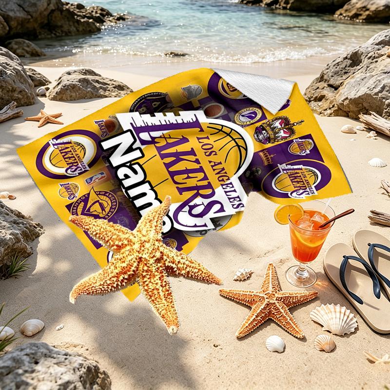 Custom Name Personalized basketball team Print Beach Towel, for Trip Camping Beach Party Home Decor, Birthday Gift for Family & Friends