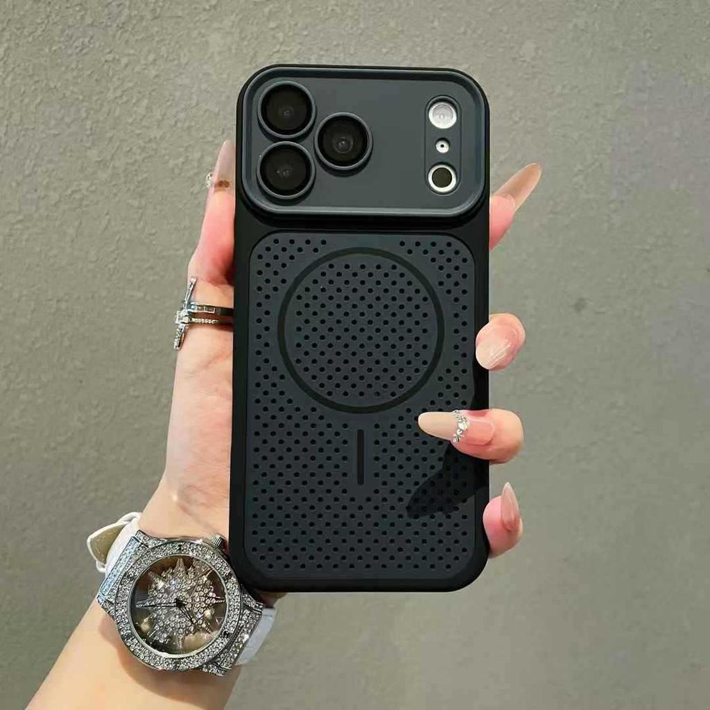Honeycomb heat dissipation is suitable for iPhone11ProMax mobile phone case, magnetic mesh case, Apple 11 all-inclusive lens case.