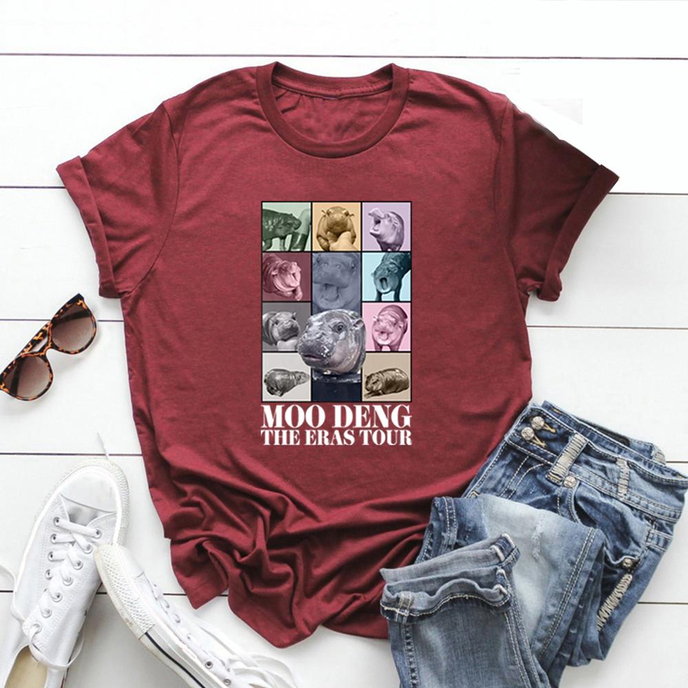 Moo Deng Hippo Eras Tour Shirt Baby Hippo Funny T Shirt Cute Moo Deng T-Shirt Women Graphic T Shirts Gift For Pet Lover