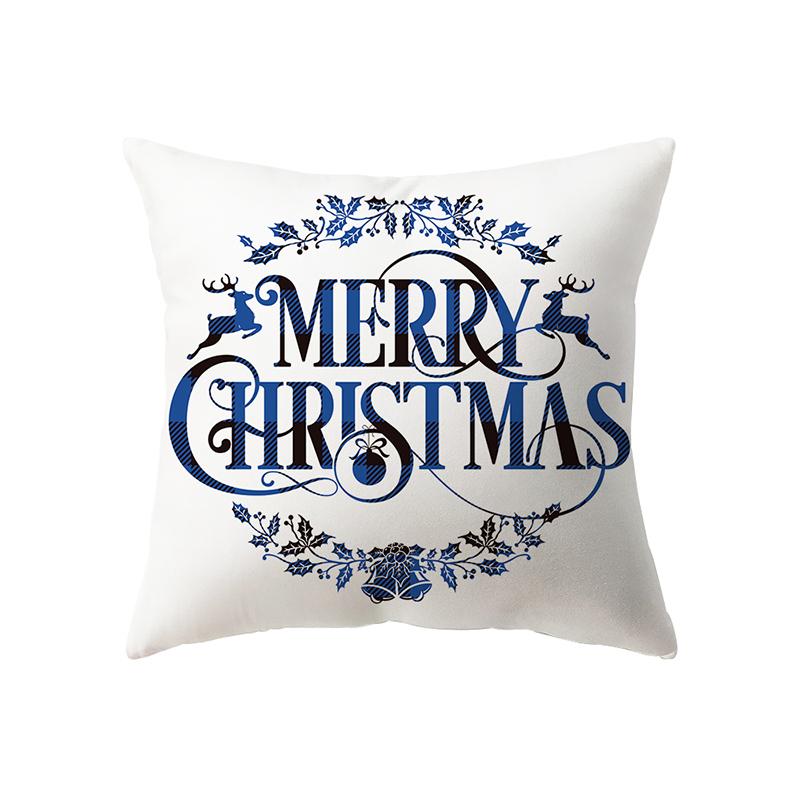 Christmas Theme Printed Pattern Cushion Cover Home Living Room Sofa Decoration Square Polyester Pillow Pillow Cover