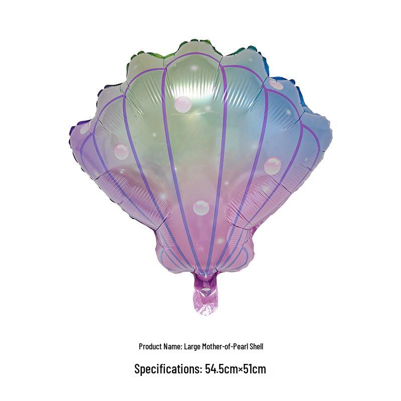 Mermaid Party Gradient Balloons Set: Tail & Large Shell Foil Balloons