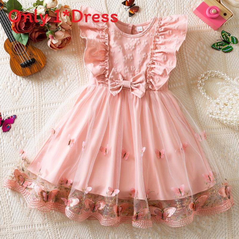 Girl Summer Princess Dress With Butterfly Mesh Fabric For Toddler Birthday Party