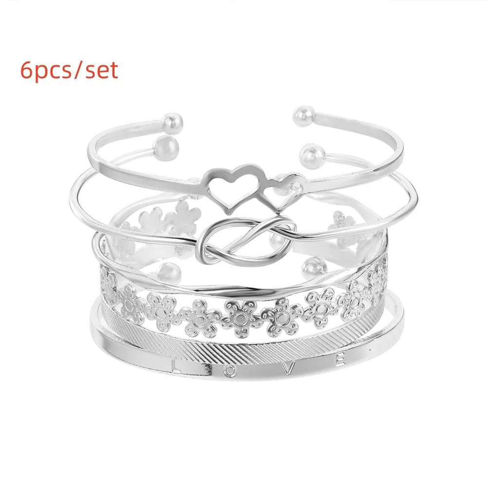 New Fashion Boho Punk 10Pcs/Sets Cuff Bracelets & Bangles For Women Love Pulseiras Bangle Set Feminina Jewelry Charm Gifts