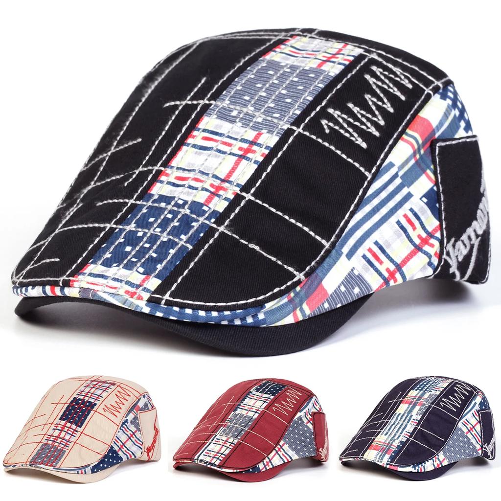 Newsboy Brand Latest Fresh Splicing Fabric Vibrant Color Multi Neutral Gender Women Men For Caps British Painters Hats Spring Autumn Octagonal Cap