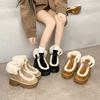 Fashion Warm Thickern High Top Wedge Heel Snow Boots for Women Winter  Retro Versatile Plush Comfortable Chunky Cotton Boots
