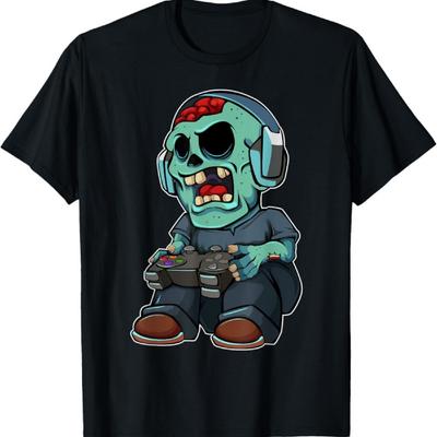 Gamer Zombie Lazy Halloween Costume Funny Gaming Video-game T-Shirt