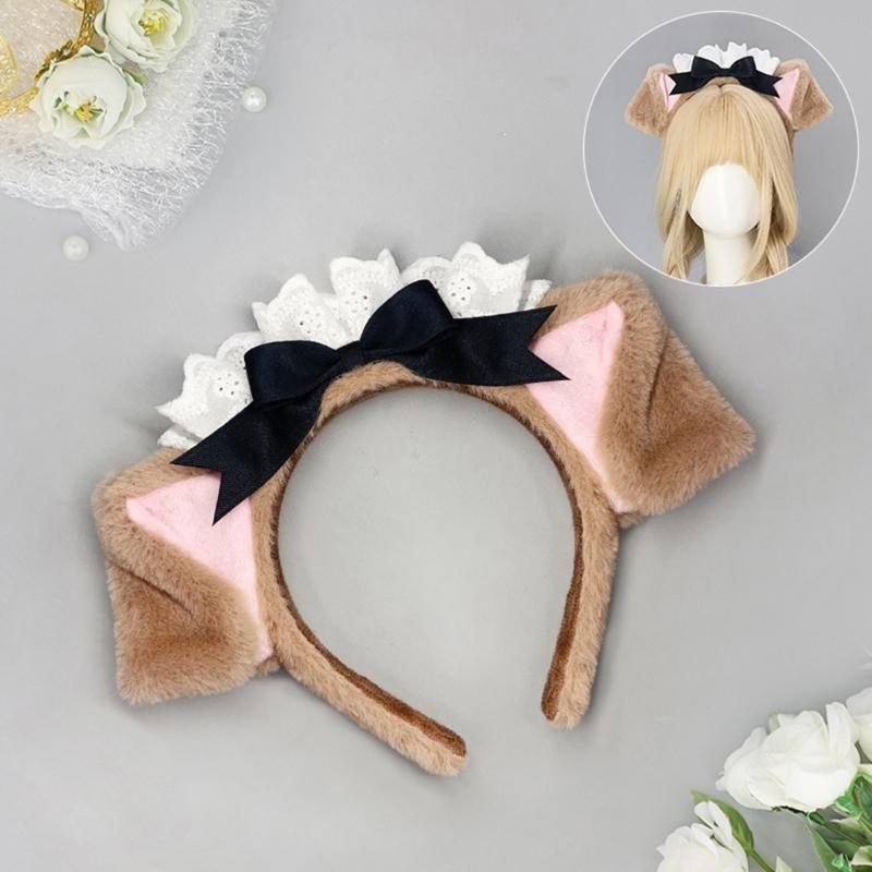 Soft Plush Dog Ear Hairband For Women Girls Cosplay Anime Hair Hoop Party Costume Sweet Style Accessory