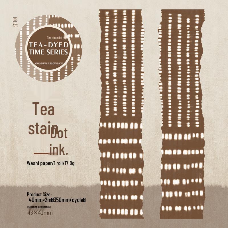 Retro Ketchup Girl Tea Dye Washi Tape Set – Handcrafted Imitation Dye Fabric Stickers, Irregular Shapes, 6 Styles