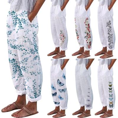 Omen's casual zakken, elastische taille, stevige broek, losse lange broek, broek