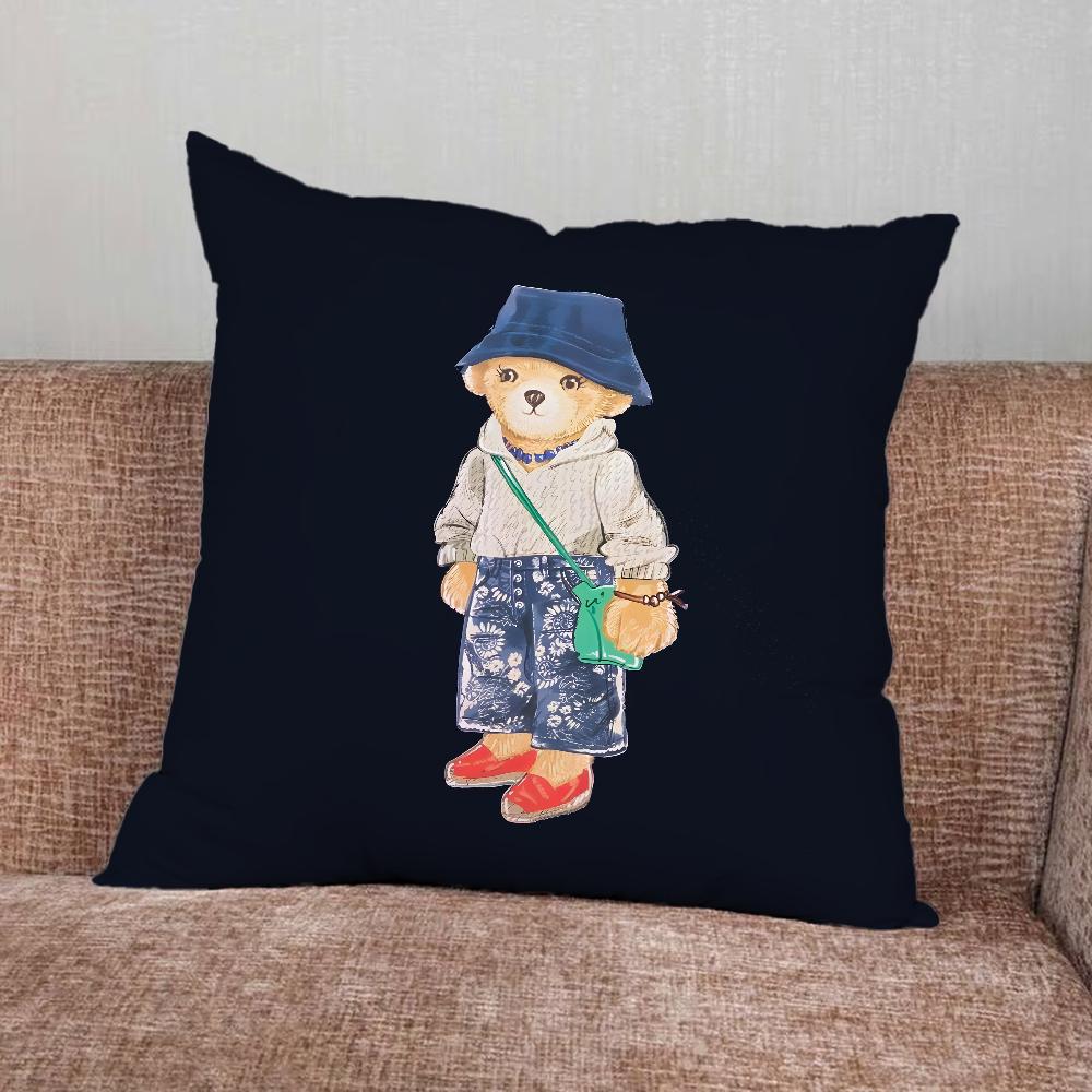 Fashion Bear P-PoloS Pillow Case For Home Bedroom Car Office Decoration Living Room Sofa Cushion Cover Suitable