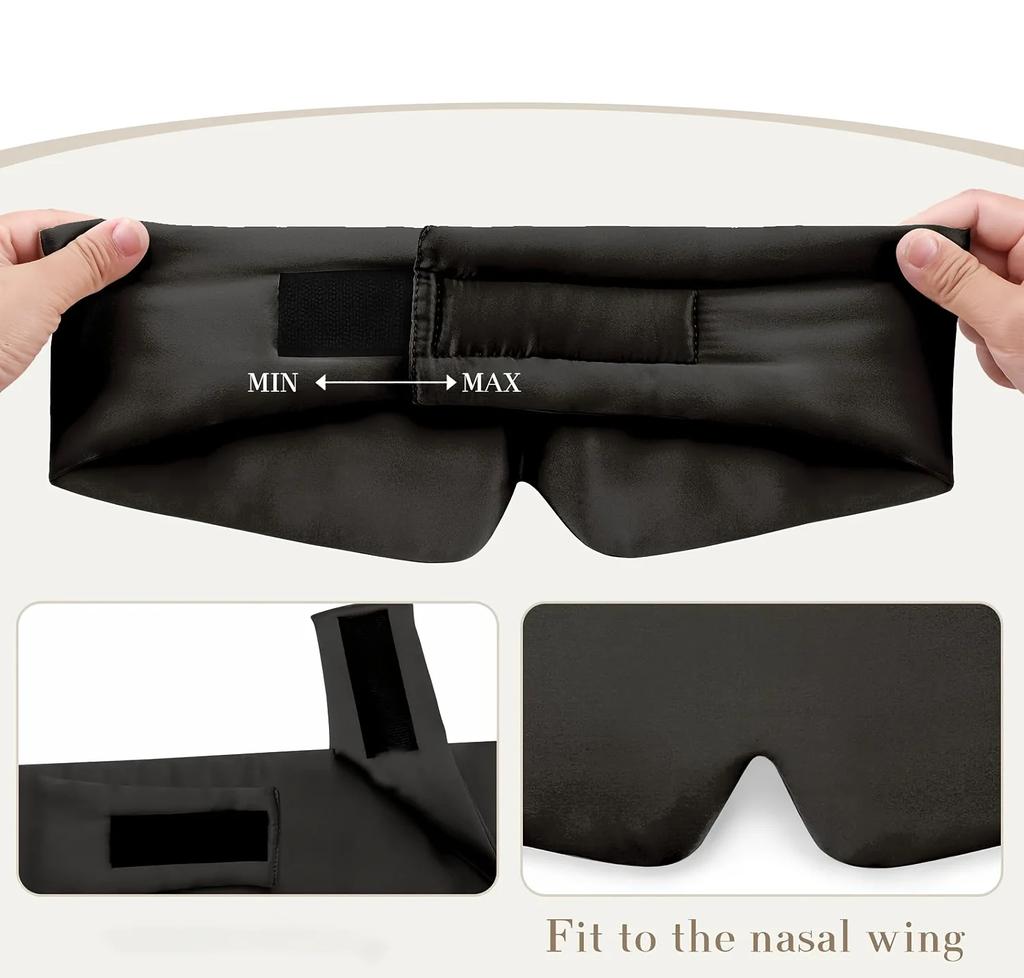 Silk Sleep Mask for Full Eye Coverage-Adjustable, Breathable & Skin-Friendly, Light-Blocking  for Restful Sleep, Sleep Eye Mask