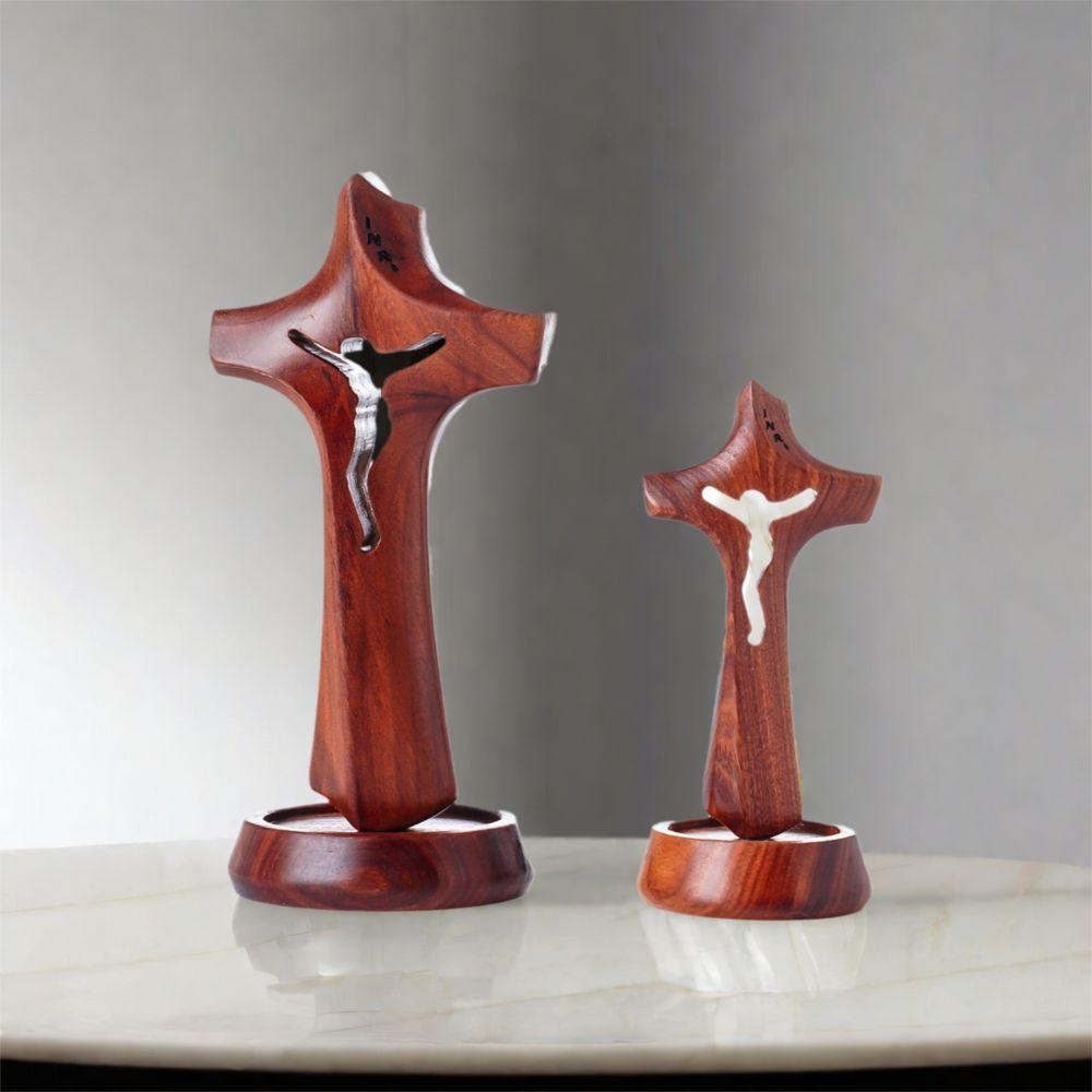 

Wooden Hollow Cross Detachable Crucifix Sculpture Art Religious Crosses Ornament Christian S коричневий