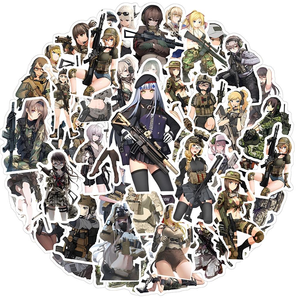 10/30/60pcs Camouflage Female Soldiers Stickers Cool Anime Girl Decal DIY Motorcycle Luggage Guitar Cartoon Graffiti Sticker Toy