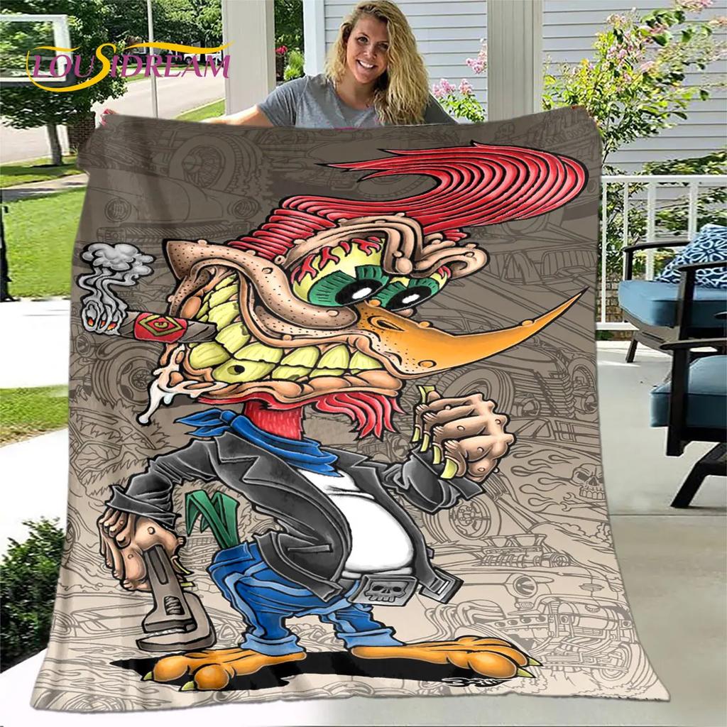 Funny Rat Fink Cartoon Soft Plush Blanket,Flannel Blanket Throw Blanket for Living Room Bedroom Bed Sofa Picnic Cover Bettdecke