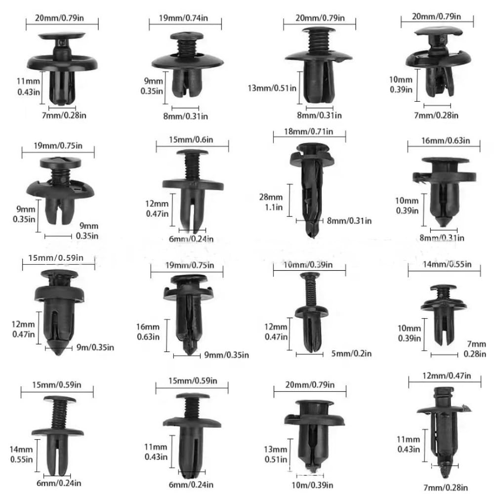 Bumper Clips, Trim Clips, 655 Pcs 16 Types Universal Car Fender Bumper Clip Push