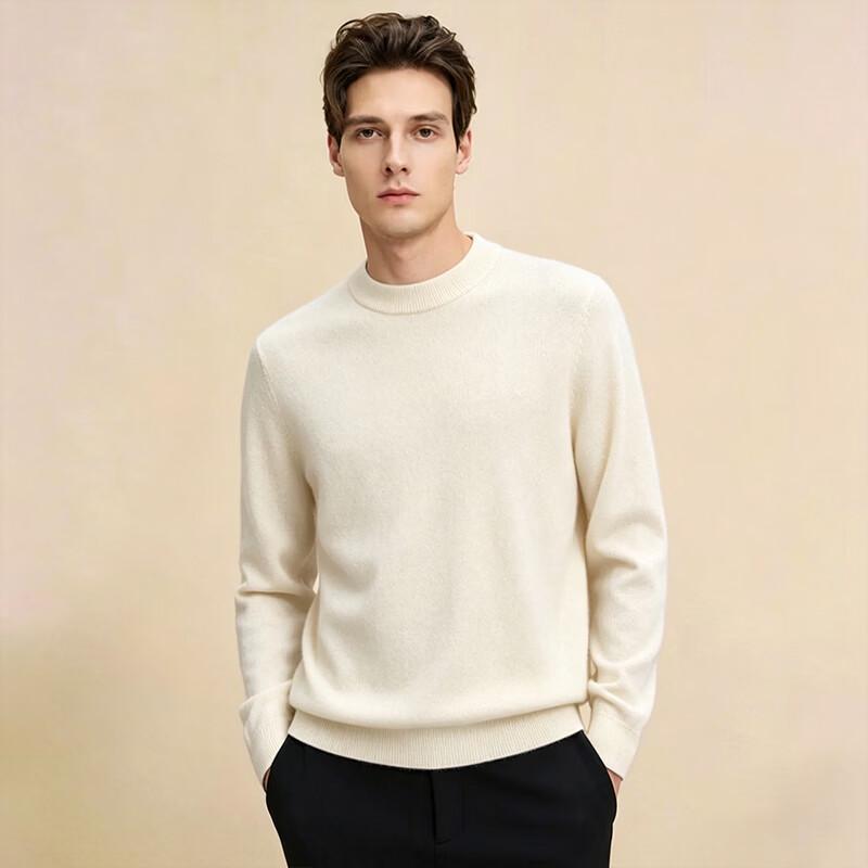 Men's Warm Pure Wool Blend Crewneck Sweater