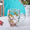 1pcs Creative Double Wall Glass Mug Cup with Dry Flower Sea Snail Conchs Glitters Fillings for Coffee Juice Milk Student Gifts