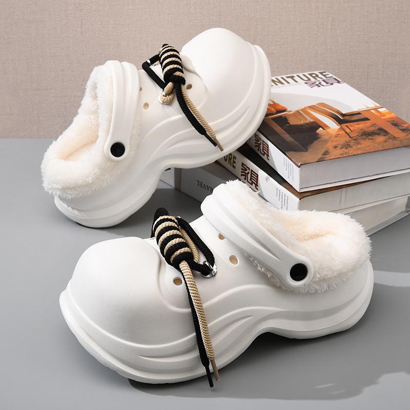 Fleece cotton shoes women's winter household warm non-slip slippers plush thickened wear-resistant non-smelly feet dirt-resistant external