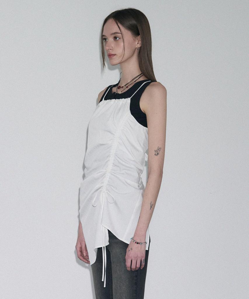 Ledeoli Shirred Layered Dress [White]