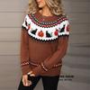 2025 Winter Neuprodukt Strickpullover Halloween Persönlichkeitsoberteil für Damen Lässig Vielseitig Locker Pullover