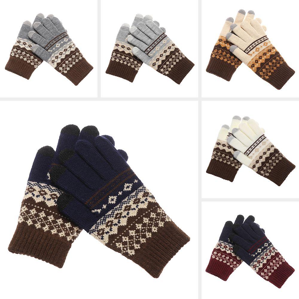 Fashion Thick Elastic Touch Screen Mittens Winter Gloves Full Finger Gloves Knitted