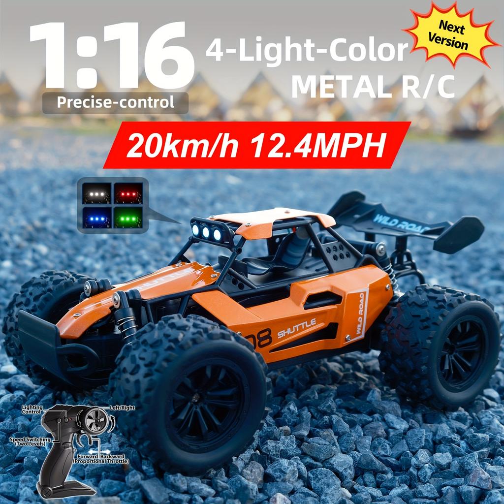 1:16 2WD Metal RC Truck High-Speed up to 20km/h 2.4GHz Alloy Body with USB Rechargeable Battery Ideal Gift for Halloween Christmas Thanksgiving
