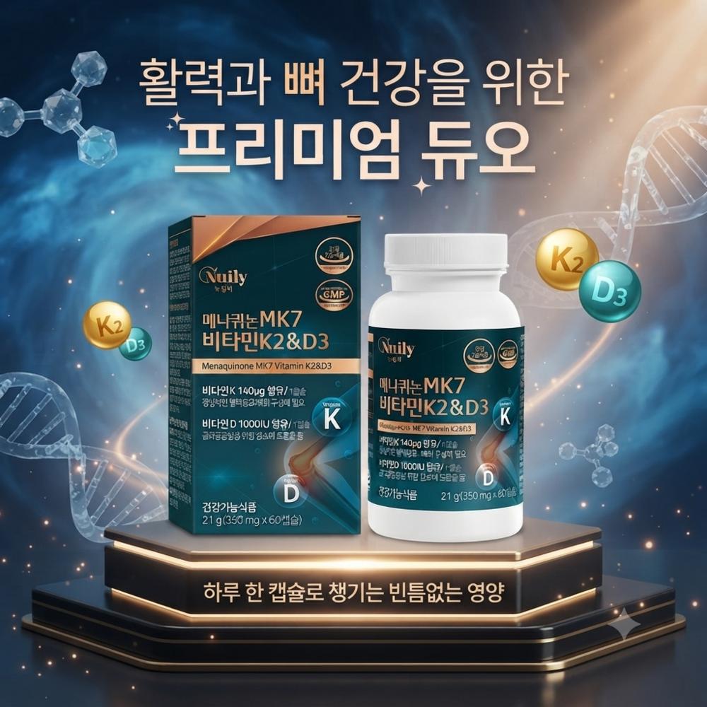 Supercritical Vitamin K2 MK-7 Menaquinone Fermented Natto Bacteria Efficacy Vitamin D3 KFDA Approved 60 Capsules 1 pcs