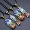 Colorful Gravel Necklace Natural Stone Resin Pendants Chakra Healing Chip Crystal Agate Stone Charms for Jewelry Making Necklace