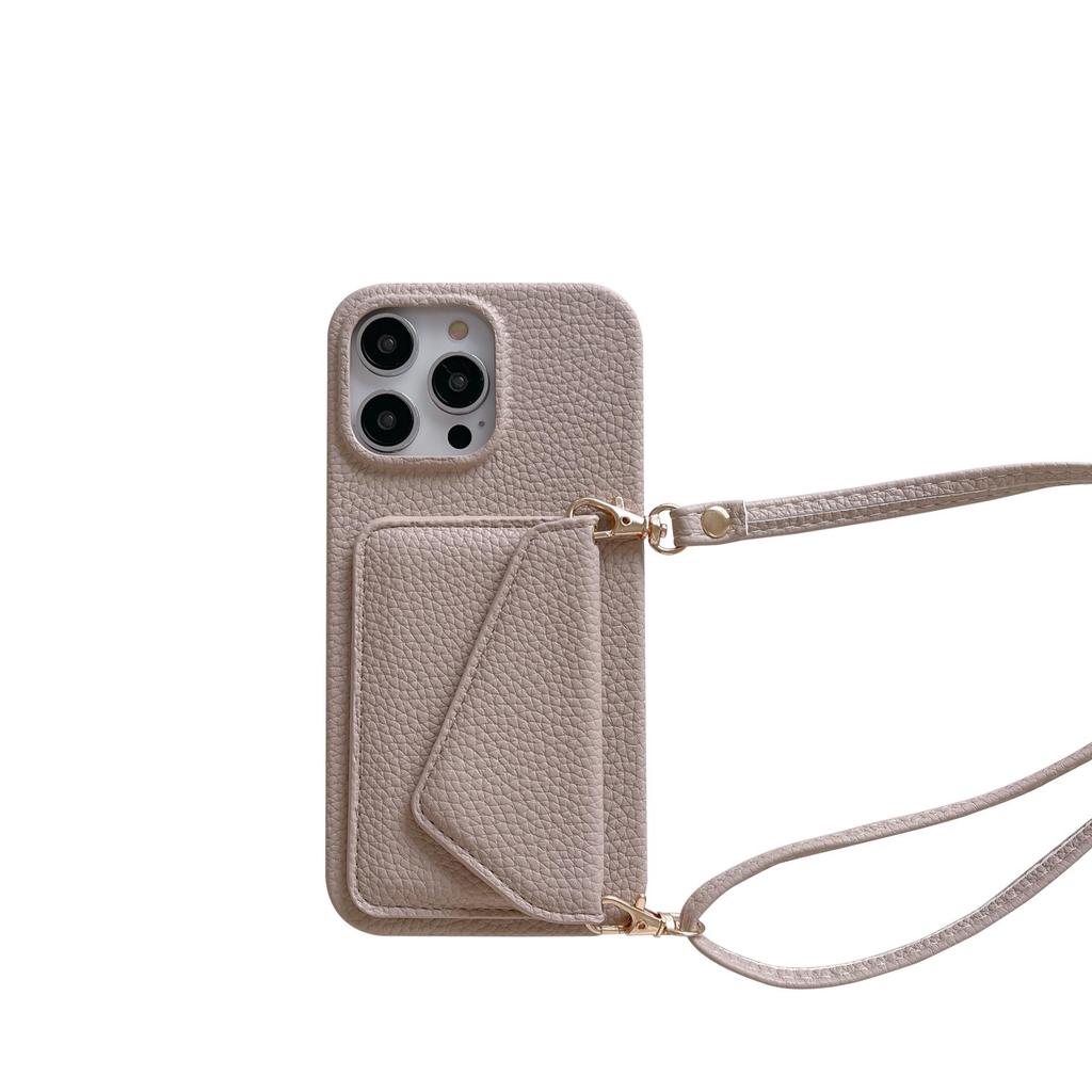 Leather Crossbody Card Holder Case for iPhone 14/16/17 Pro Max - Protective & Stylish Back Cover for Women