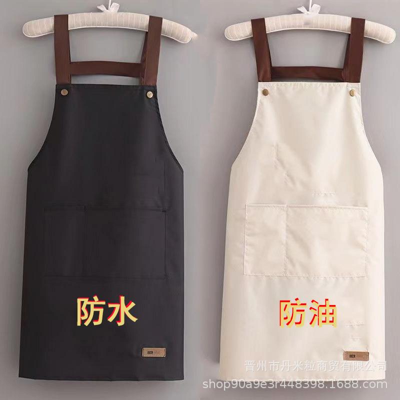 Unisex wasserdichte ölabweisende Küchenschürze mit großer Tasche und verstellbarem Riemen - Einfarbige, Übergröße