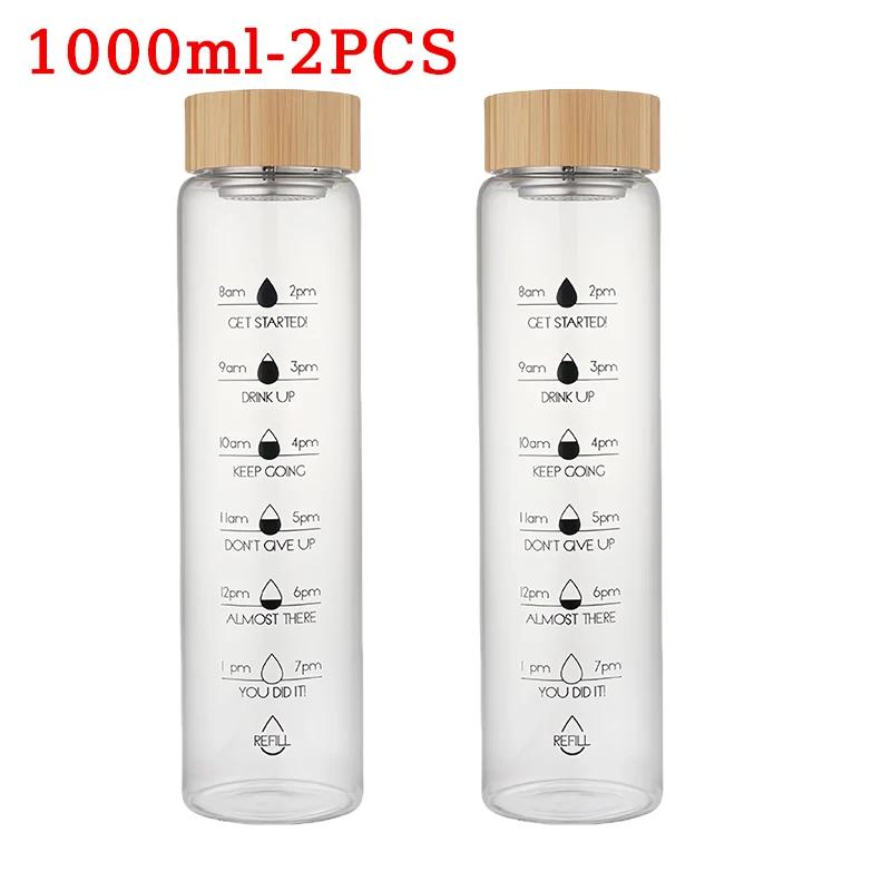 700/1000ml Large-capacity Glass Cup High Borosilicate Bamboo Lid Time Scale Portable Water Cup Tea Cup Accompanied By Gift Cups