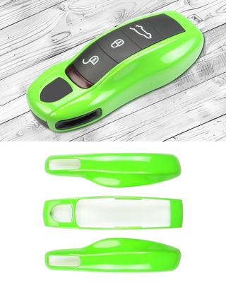 Porsche Macan Panamera 911 Key Fob Cover, Porsche Cayen Keychain Key Chain Key Cover 718 Cayman Boxster Accessories (Green Lizard)