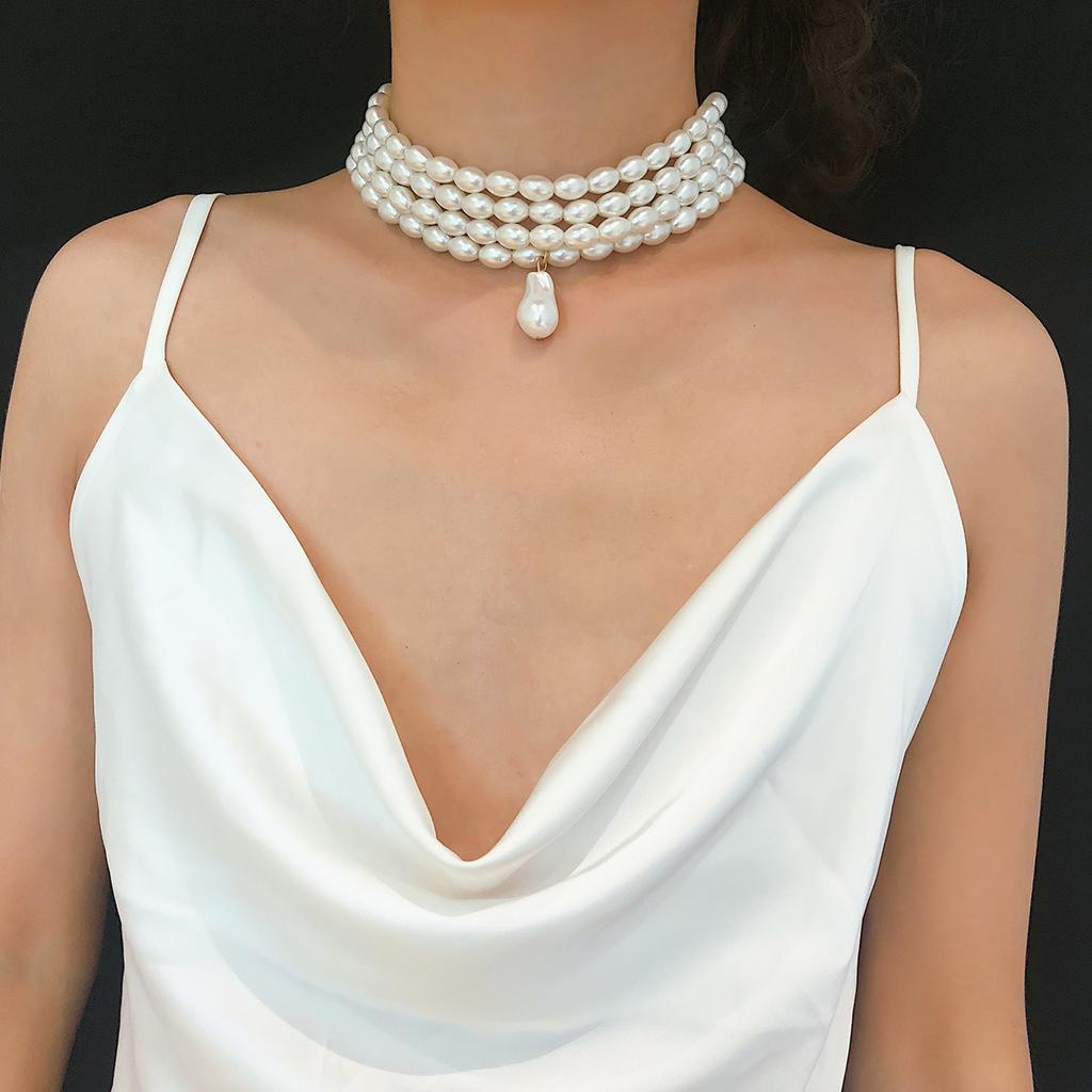 Elegant Irregular Imitation Zircon Choker Necklace Women Bride Multilayer Clavicle Chain Aesthetic Neck Zircon Wed Accessories