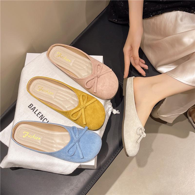French bow bag head half slippers female summer wear 2025 new gentle fairy with skirt Mary Jane single shoes