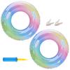 REGANOIR Floats for Kids and Adults, Set of 2, Includes Air Pump, Cute Glitter Floats, Sparkly Rainbow Design, Unisex, 100cm, 90cm, 80cm, 70cm, 60cm