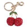Rhinestone Cherry Charm Keychains Simple Pendant Car Keyring Backpack Decoration Fashion Jewelry for Women Girls