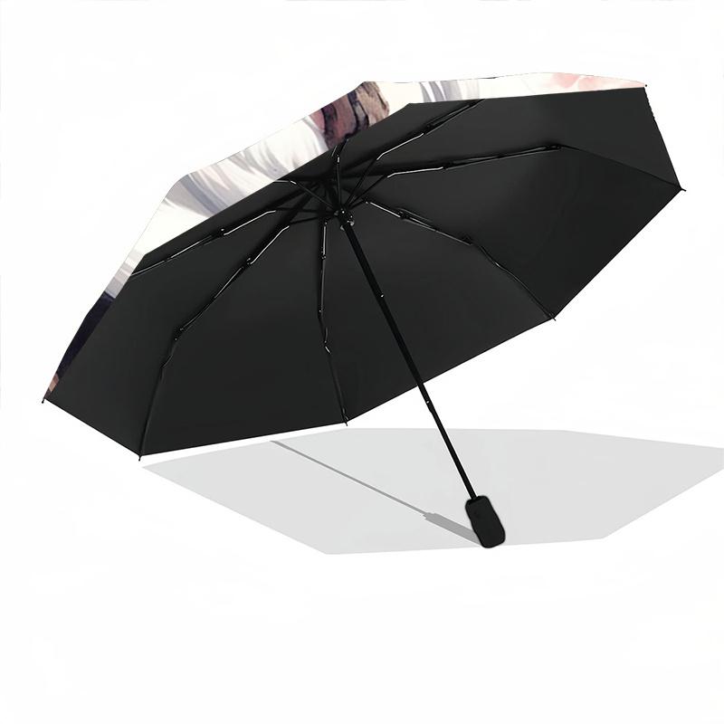 1pc Cherry Blossom Tree and Beautiful White Fox Automatic Umbrella , Portable Compact Umbrella for Men & Women, Valentine's Day Mother's Day Gift.P027