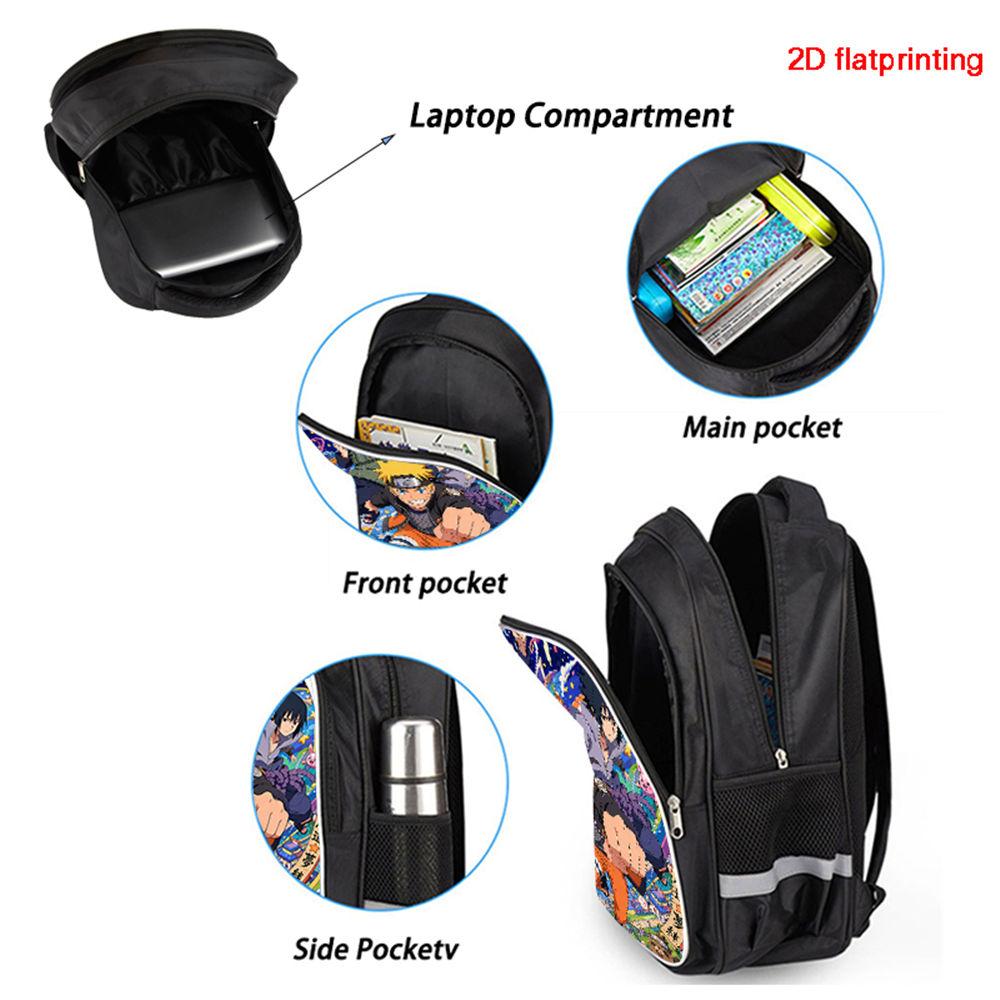 Dual Zipper Pockets, NARUTO Design Suitable For Boys&Girls, Durable 16-inch Lightweight Kids Cartoon Student Backpack Age 5-11.
