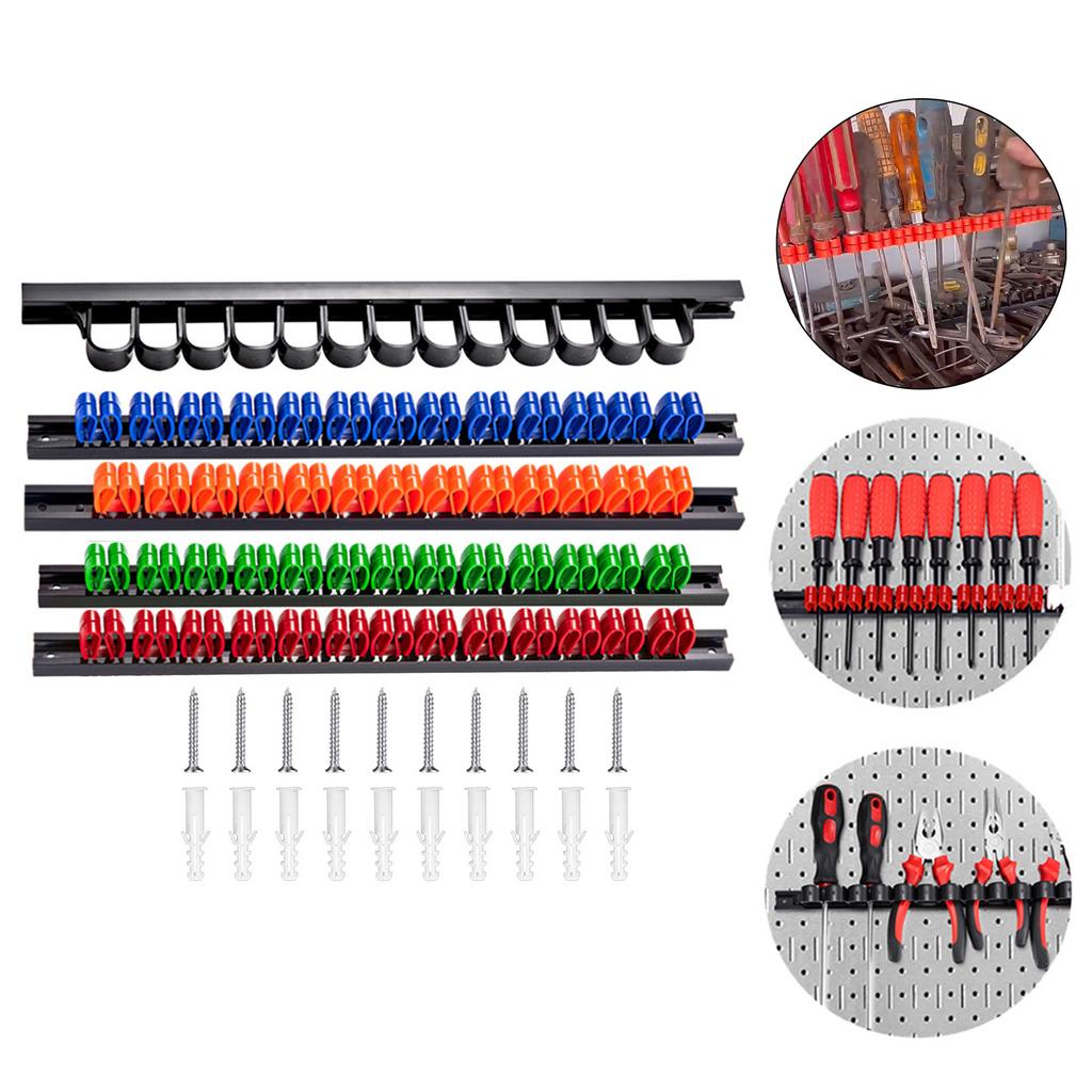 5Pcs Screwdriver Organizer and Wrench Organizer Hand Tool Holder Plastic Rail Wrench Hanger Wall Mount Rack for Garage